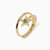 Anello stella dorato con agata verde STARLET - Gioielleria Fondente