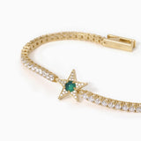 Bracciale tennis stella dorato con agata verde STARLET - Gioielleria Fondente