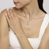 Bracciale tennis stella dorato con agata verde STARLET - Gioielleria Fondente