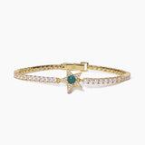 Bracciale tennis stella dorato con agata verde STARLET - Gioielleria Fondente