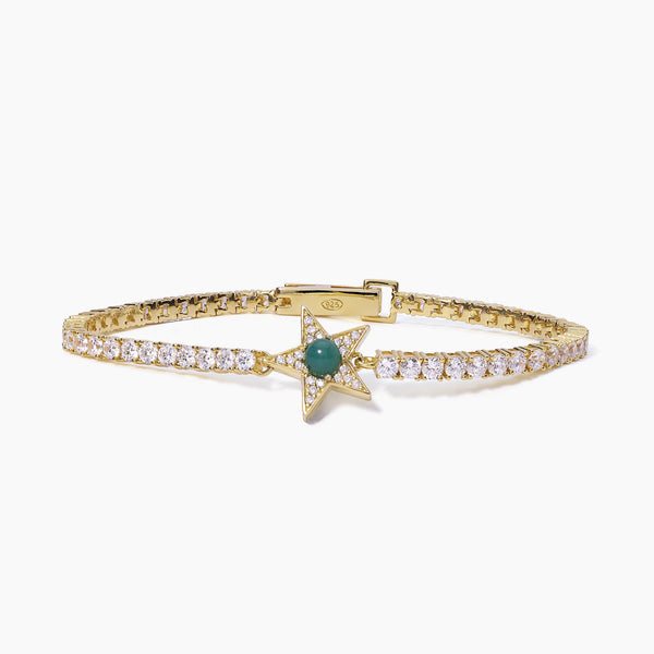 Bracciale tennis stella dorato con agata verde STARLET - Gioielleria Fondente