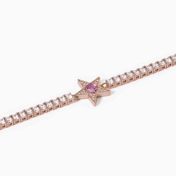 Bracciale tennis stella rosato con tormalina sintetica STARLET - Gioielleria Fondente