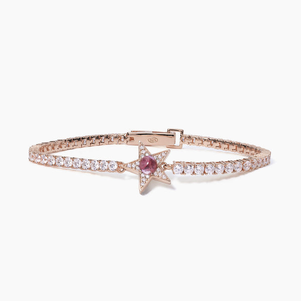 Bracciale tennis stella rosato con tormalina sintetica STARLET - Gioielleria Fondente