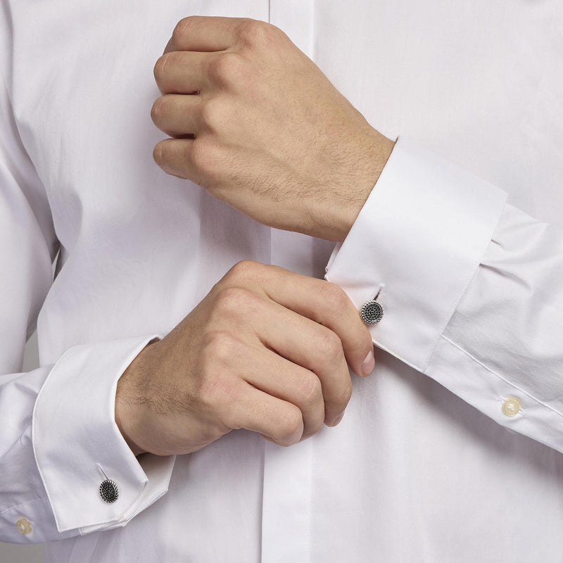 Gemelli in argento con finitura torchon VERTIGO - Gioielleria Fondente