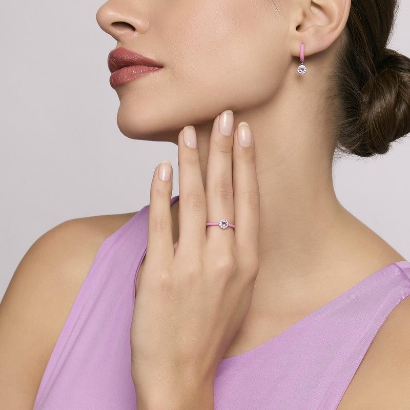 Anello in argento con smalto rosa e zircone rosa MILANESIENNE