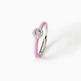 Anello in argento con smalto rosa e zircone rosa MILANESIENNE