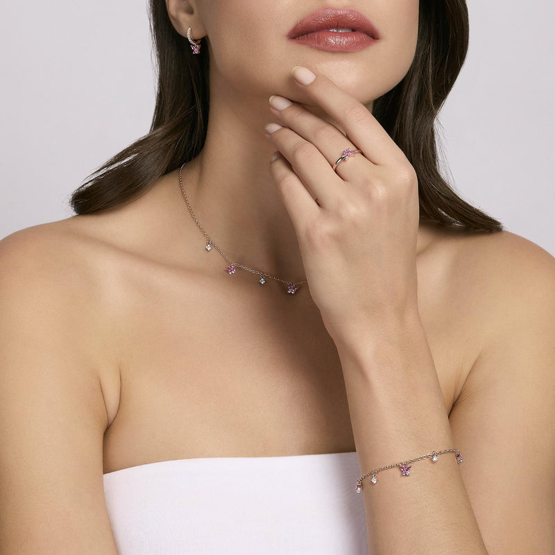 Bracciale con charm bianchi e rosa SECRET GARDEN