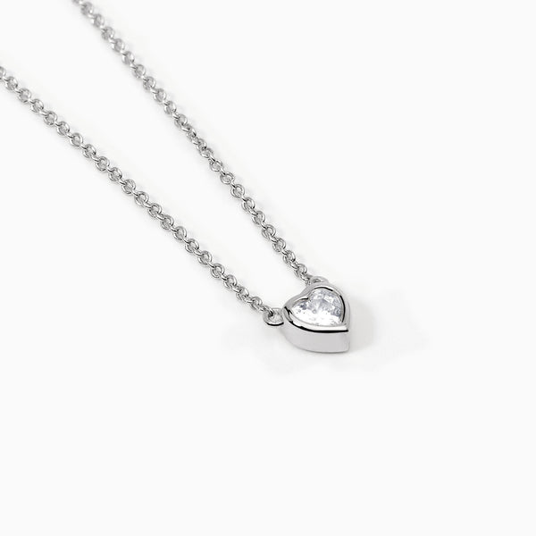 Girocollo in argento con punto luce taglio cuore SHINY - Gioielleria Fondente