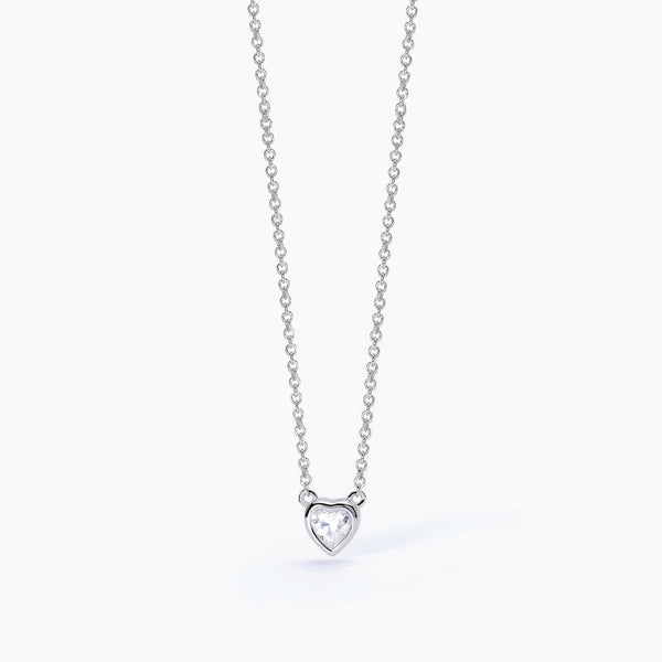 Girocollo in argento con punto luce taglio cuore SHINY - Gioielleria Fondente
