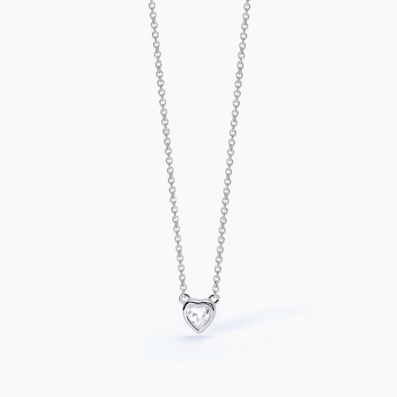 Girocollo in argento con punto luce taglio cuore SHINY - Gioielleria Fondente