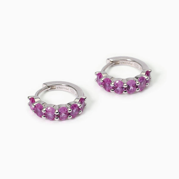 Orecchini a cerchio in argento con tormalina sintetica FESTIVAL - Gioielleria Fondente