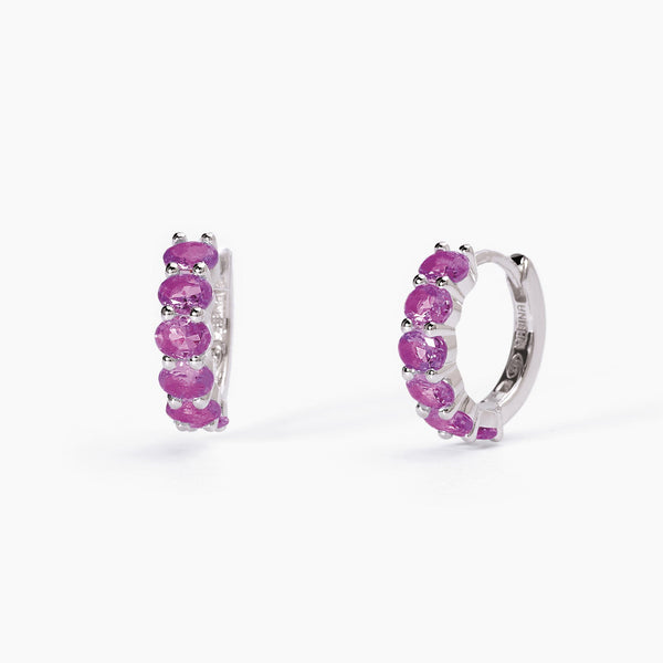 Orecchini a cerchio in argento con tormalina sintetica FESTIVAL - Gioielleria Fondente