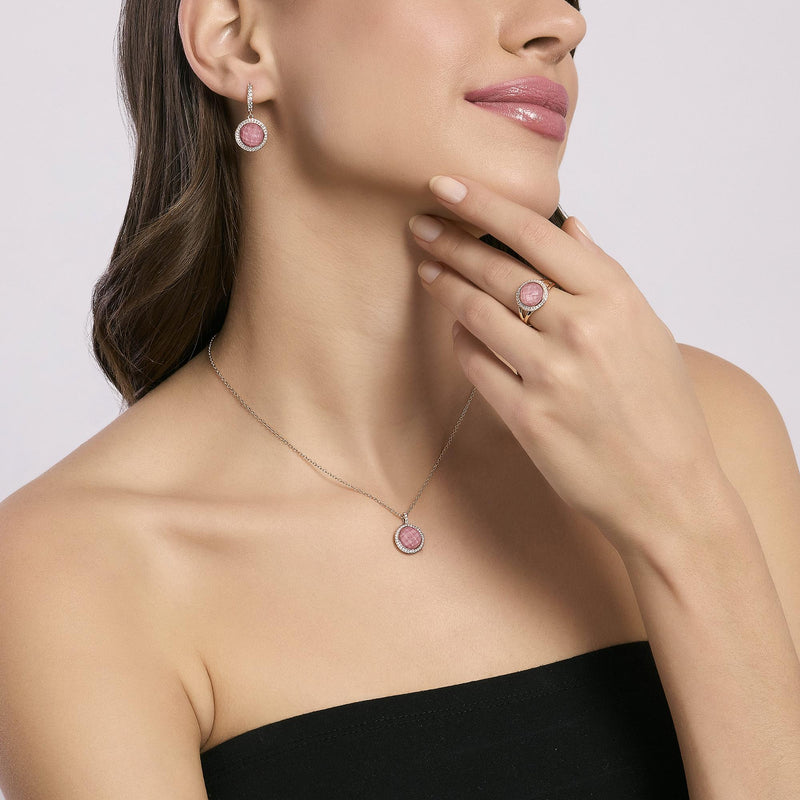 Orecchini con pendente in rodocrosite e cristallo di rocca DIVA