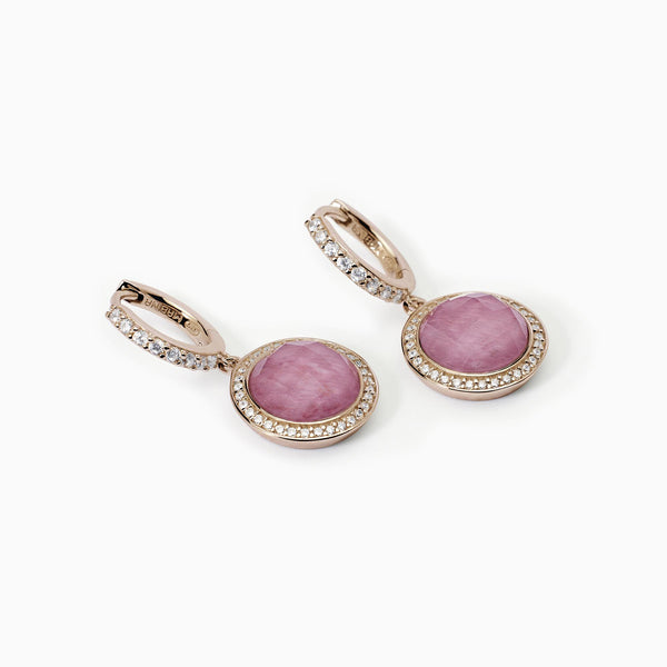 Orecchini con pendente in rodocrosite e cristallo di rocca DIVA