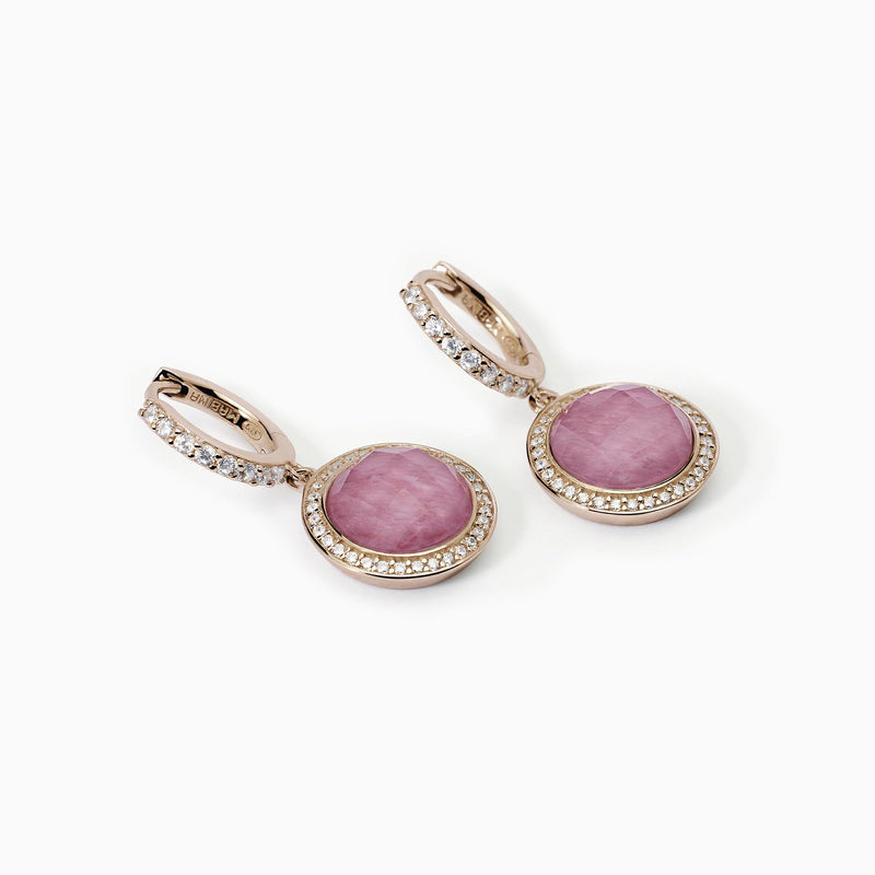 Orecchini con pendente in rodocrosite e cristallo di rocca DIVA