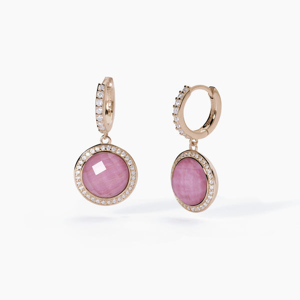 Orecchini con pendente in rodocrosite e cristallo di rocca DIVA