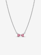 Collana Fiocco Luminoso Rosa Argento Sterling 925