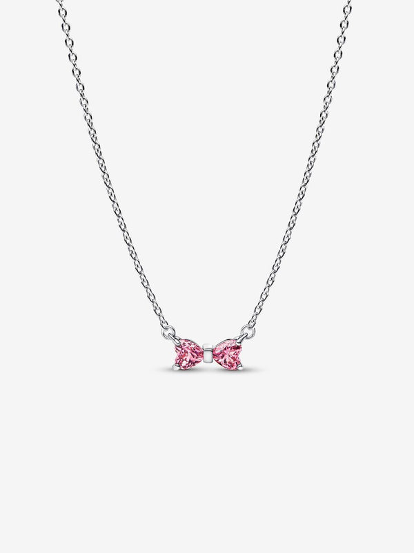 Collana Fiocco Luminoso Rosa Argento Sterling 925