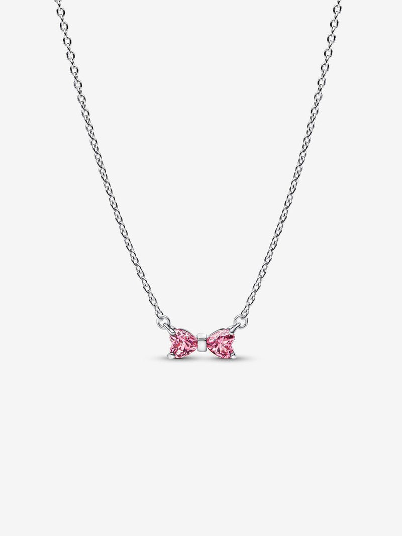 Collana Fiocco Luminoso Rosa Argento Sterling 925