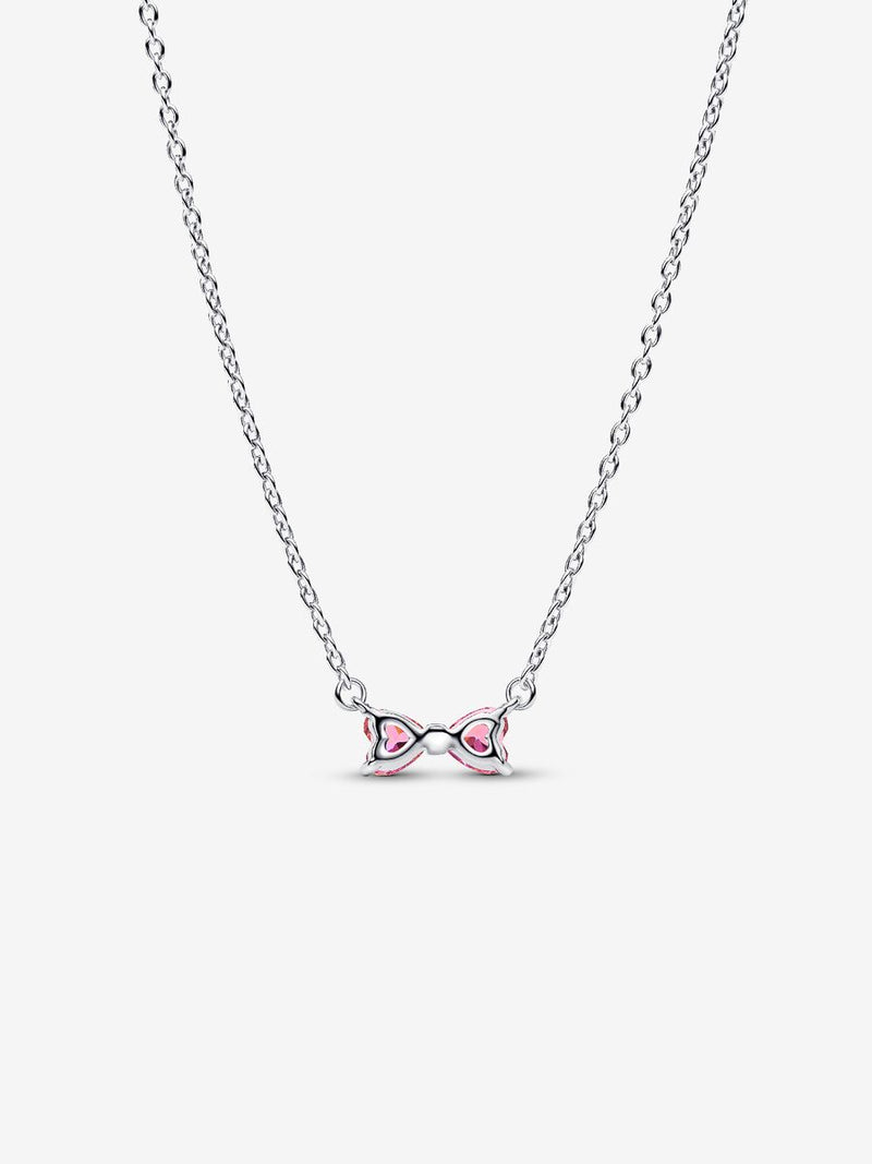 Collana Fiocco Luminoso Rosa Argento Sterling 925