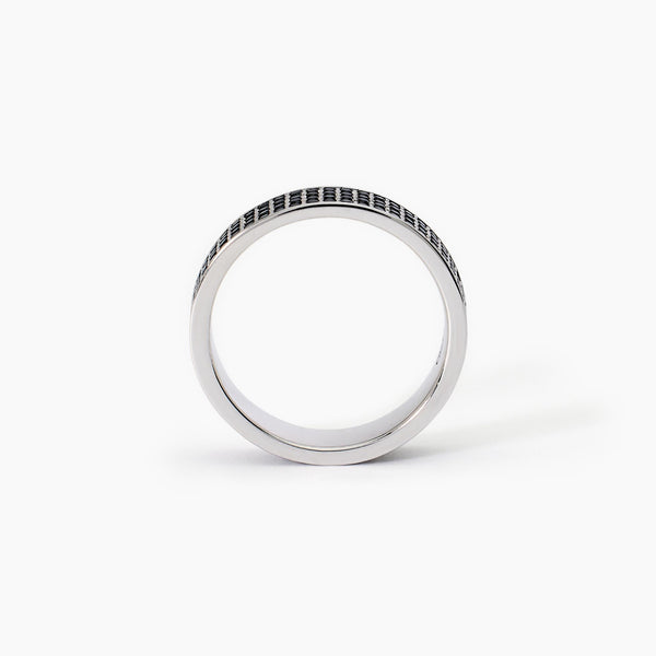 Anello pavè in argento BLACK CODE - Gioielleria Fondente