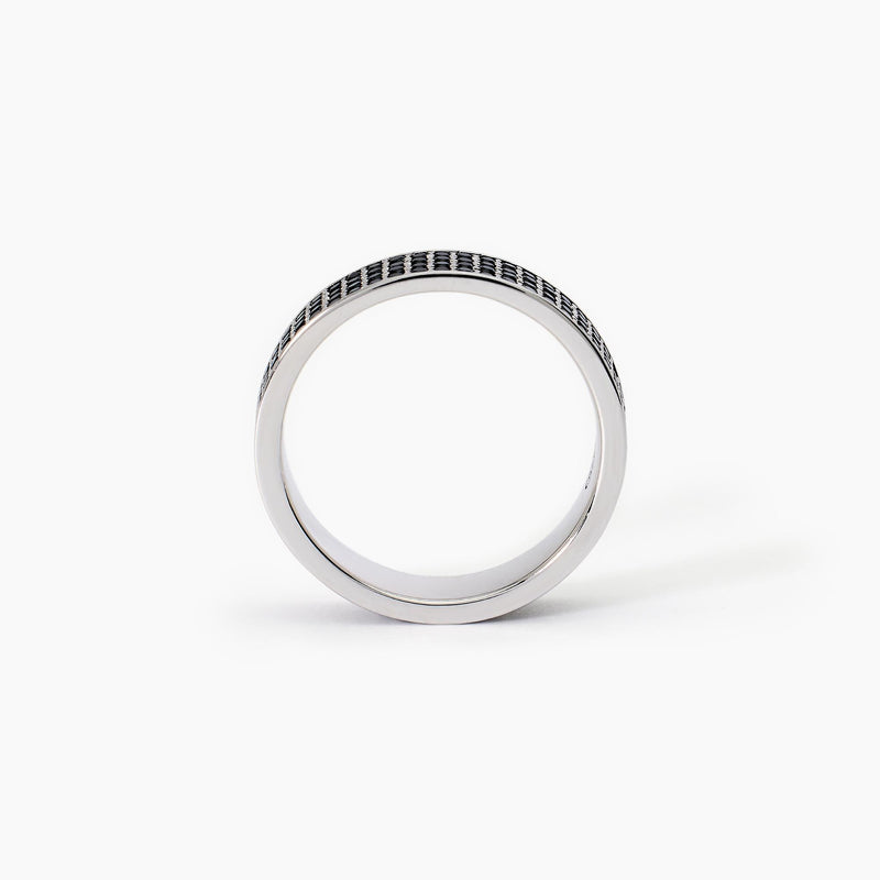 Anello pavè in argento BLACK CODE - Gioielleria Fondente