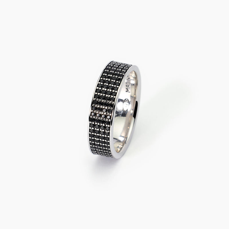 Anello pavè in argento BLACK CODE - Gioielleria Fondente