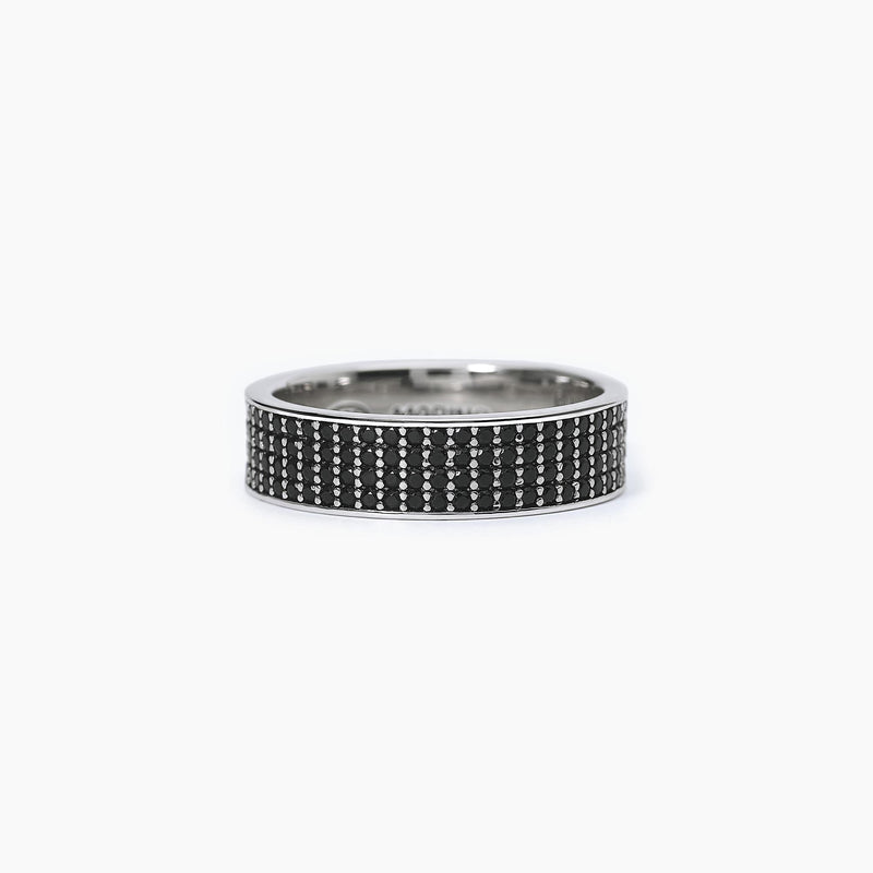 Anello pavè in argento BLACK CODE - Gioielleria Fondente