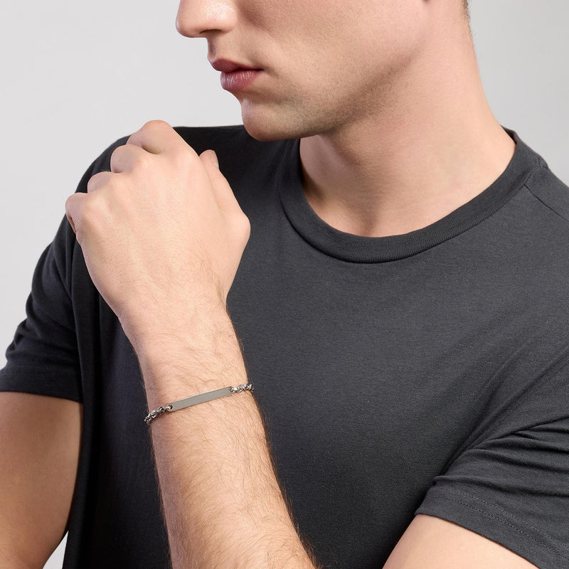 Bracciale con catena rolò e piastra FIRST