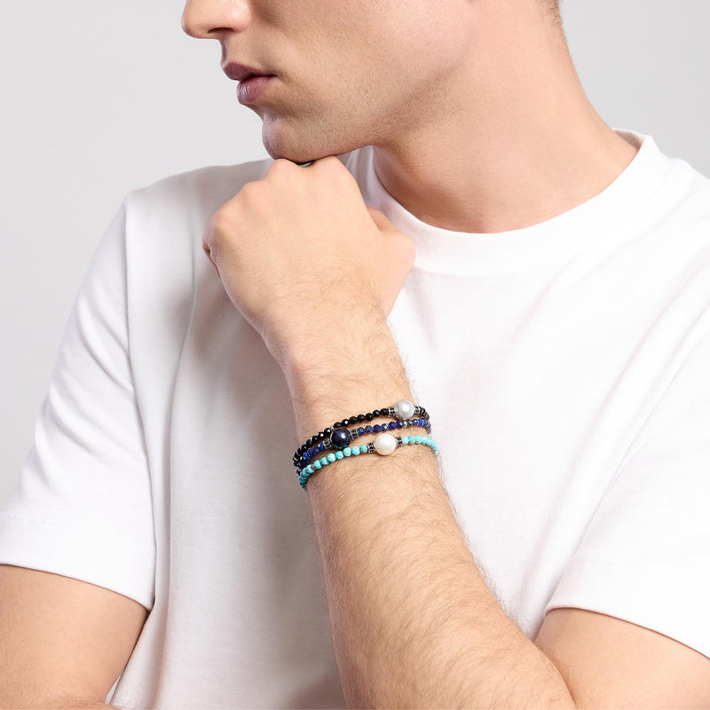Bracciale con pietre lapis e perla nera SUNSET - Gioielleria Fondente