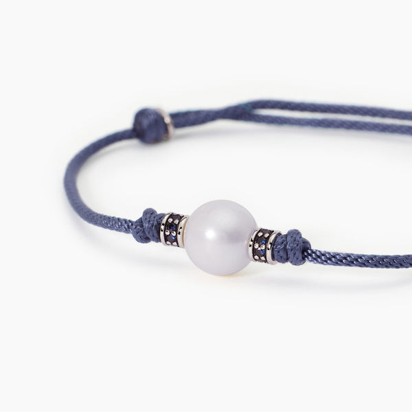 Bracciale con cordino blu e perla bianca TROPICAL - Gioielleria Fondente