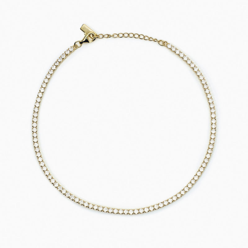 Cavigliera in argento placcato oro con zirconi bianchi MINI TENNIS - Gioielleria Fondente