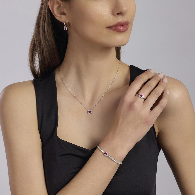 Girocollo in argento con rubino sintetico taglio baguette COOL OR RÉTRO? - Gioielleria Fondente