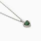 Girocollo in argento con smeraldo sintetico taglio cuore LOVE AFFAIR - Gioielleria Fondente