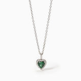 Girocollo in argento con smeraldo sintetico taglio cuore LOVE AFFAIR - Gioielleria Fondente