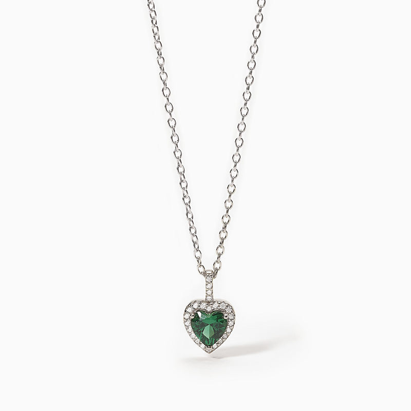 Girocollo in argento con smeraldo sintetico taglio cuore LOVE AFFAIR - Gioielleria Fondente