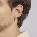 Orecchino ear cuff in argento a cerchio con cristalli neri CUFFMANIA