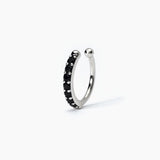 Orecchino ear cuff in argento a cerchio con cristalli neri CUFFMANIA