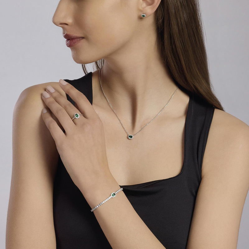 Orecchini in argento a lobo con smeraldi sintetici COOL OR RÉTRO? - Gioielleria Fondente