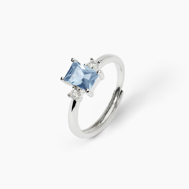 Anello in argento con acquamarina sintetica BATTITO - Gioielleria Fondente