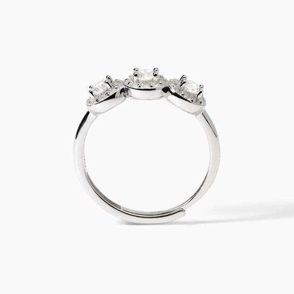 Anello in argento con zirconi bianchi MILANESIENNE - Gioielleria Fondente