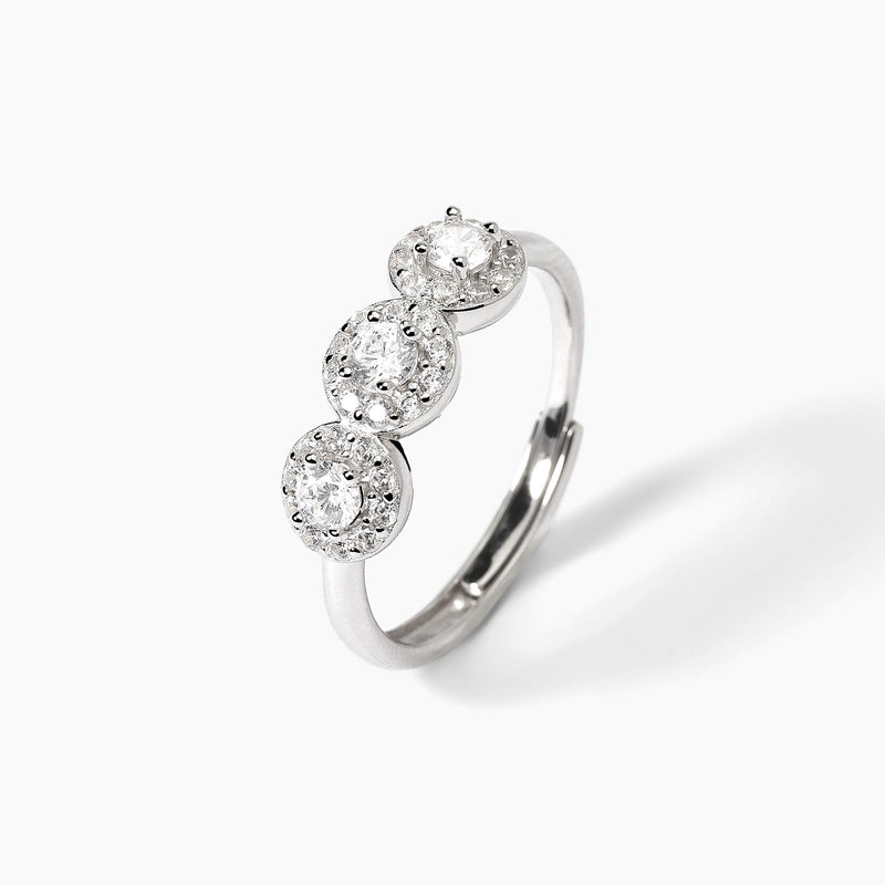 Anello in argento con zirconi bianchi MILANESIENNE - Gioielleria Fondente