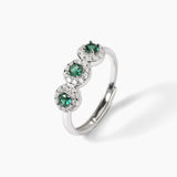 Anello in argento con smeraldi sintetici MILANESIENNE