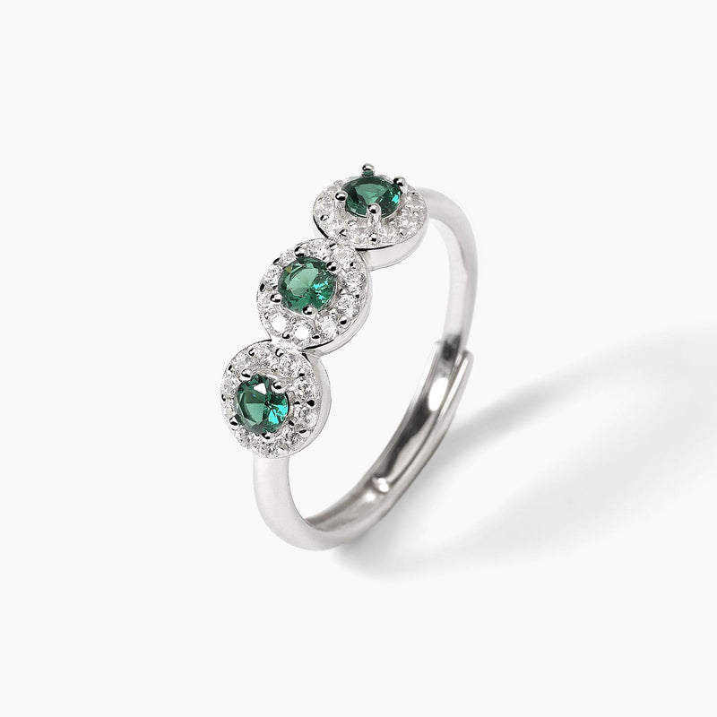 Anello in argento con smeraldi sintetici MILANESIENNE