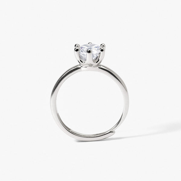 Anello in argento rodiato con zircone - Gioielleria Fondente