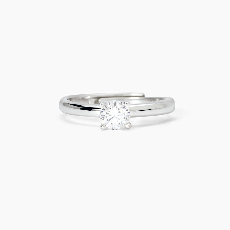Anello solitario in argento con zircone - Gioielleria Fondente