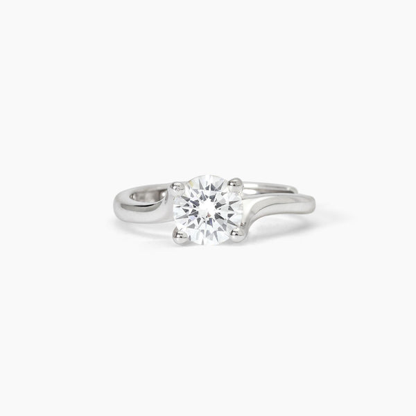 Anello solitario in argento abbraccio con zircone SOLITAIRE - Gioielleria Fondente