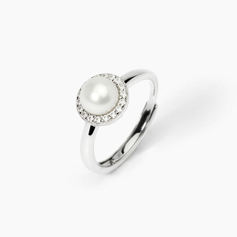 Anello in argento con perla coltivata MILANESIENNE - Gioielleria Fondente