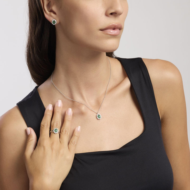 Girocollo in argento con smeraldo sintetico COOL OR RÉTRO? - Gioielleria Fondente