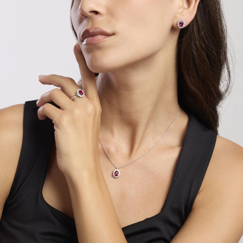 Girocollo in argento con rubino sintetico COOL OR RÉTRO? - Gioielleria Fondente